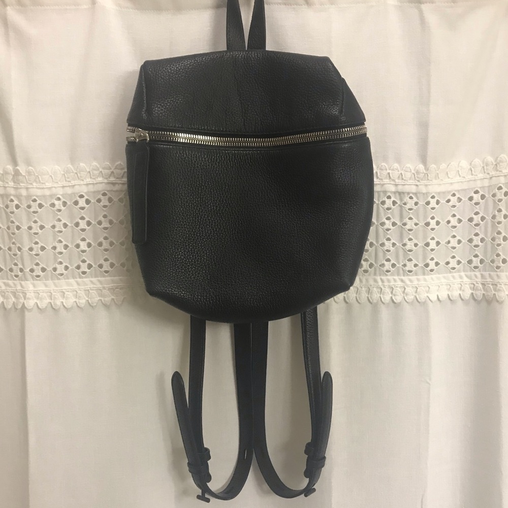 Kara black leather backpack
